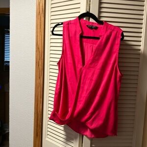 Hot pink wrap satin tank top